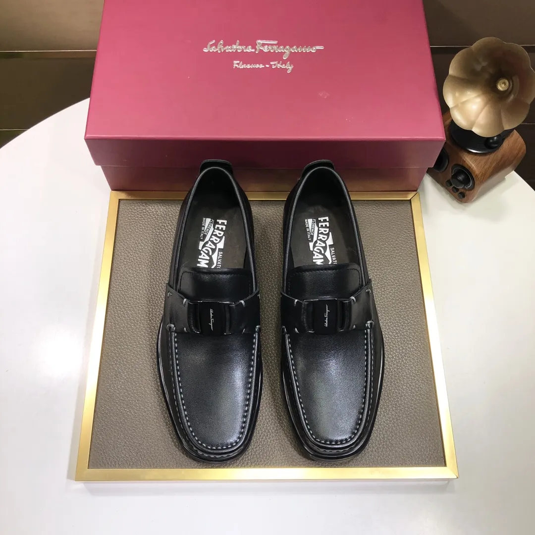 Men's shoes 💰500💰[Ferragamo/Ferragamo] The latest model in the counter. Original imported cowhide fabric + 🐂 water-dyed sheepskin lining + original luxury metal buckle + original combined outsole. Comparison without pressure 38--45 (45 is custom-made and cannot be returned or exchanged)